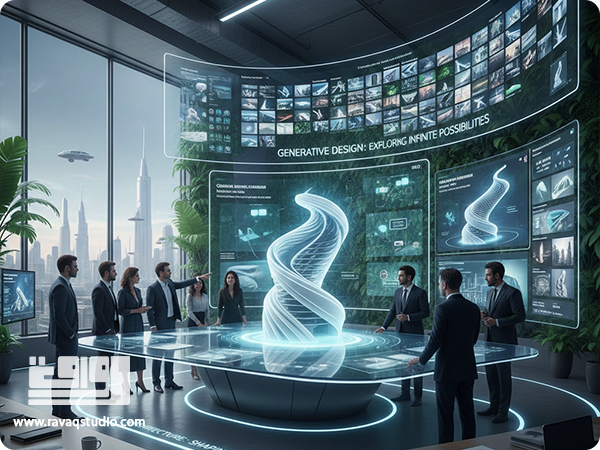 تجسم دیجیتال فرمهای معماری آیندهنگر با استفاده از هوش مصنوعی.